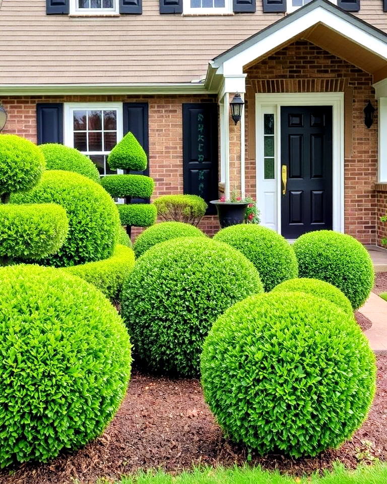 boxwood topiary sculptures for front yard - 15 Front Yard Boxwood Shrubs