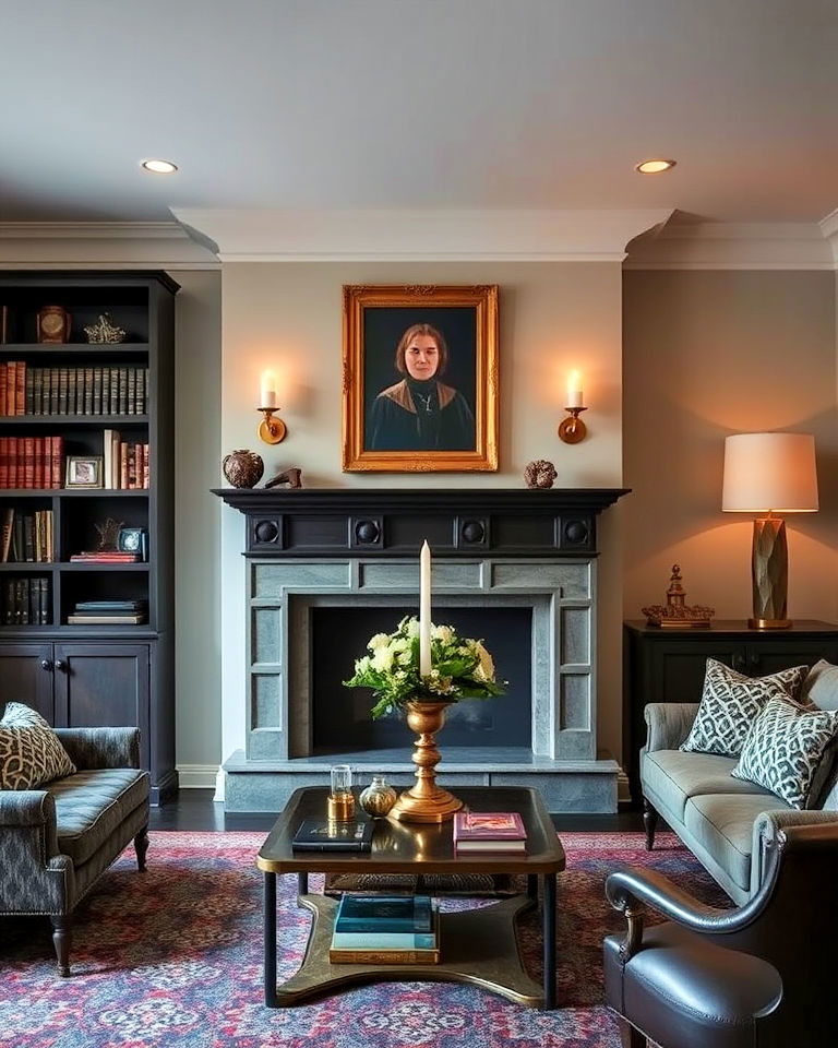 brass and gold accents dark academia interiors - 25 Dark Academia House Ideas