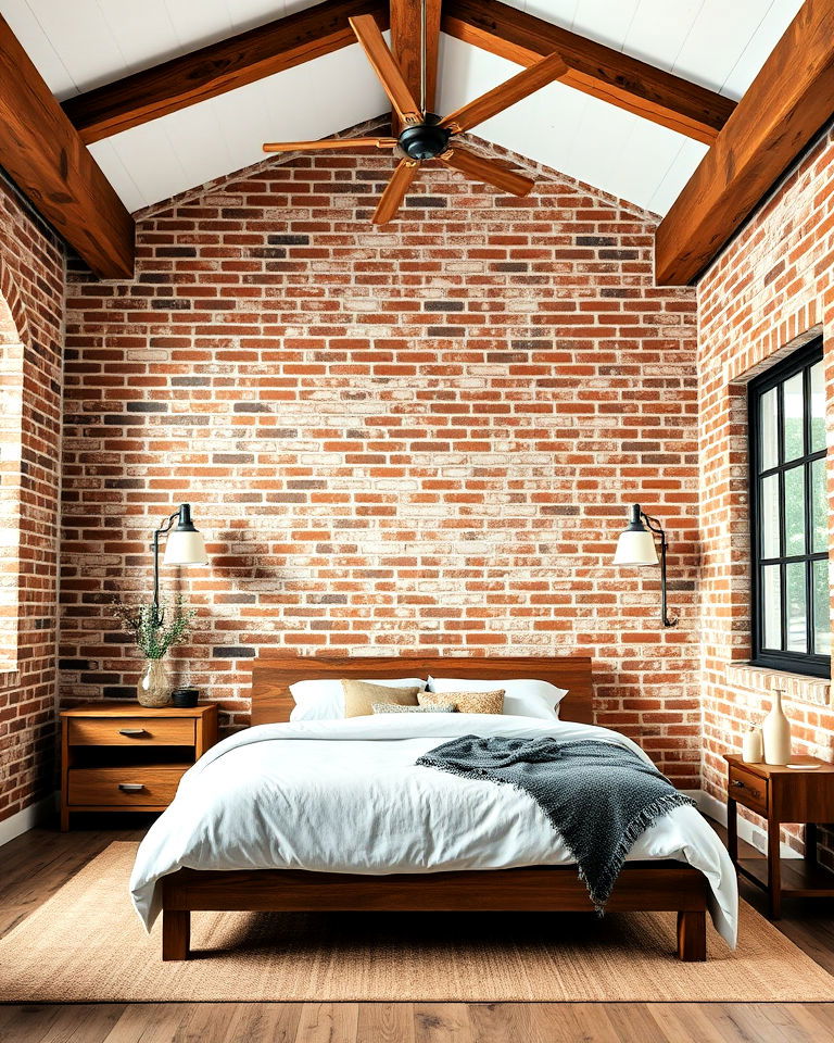 brick accent walls farmhouse interior - 20 Rustic Farmhouse Interior Design Ideas