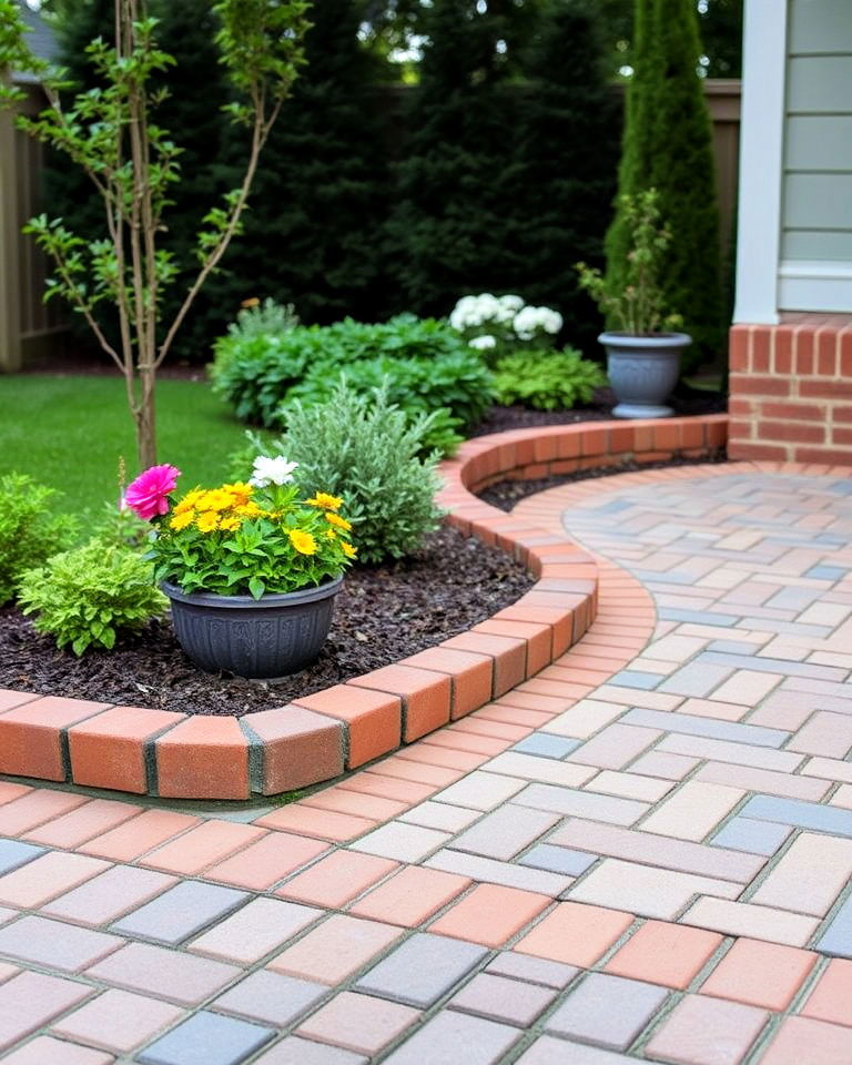 brick border patio edging - 20 Patio Edging Ideas
