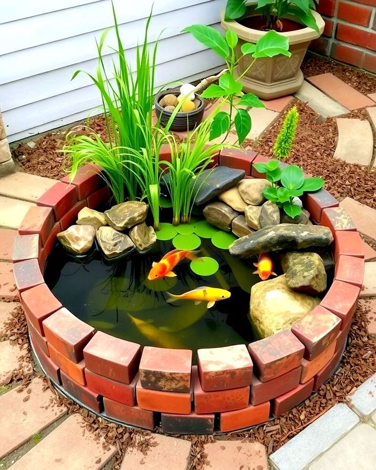brick container pond - 15 Container Fish Pond Ideas