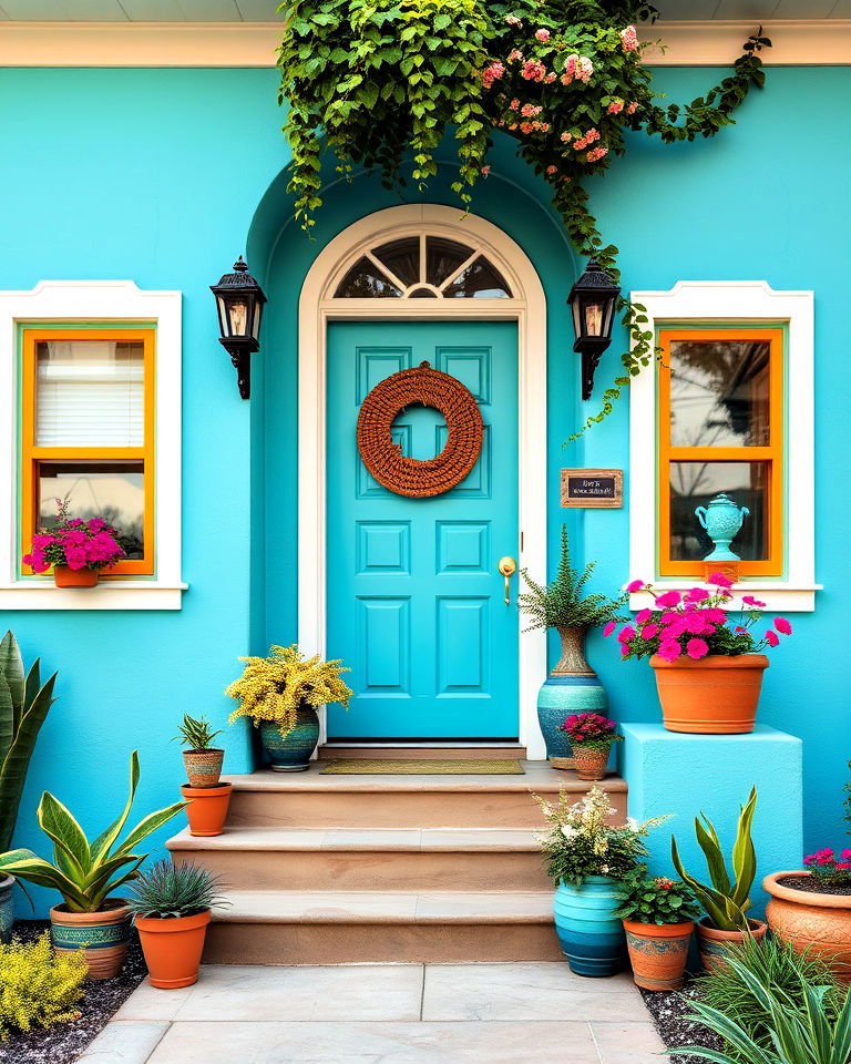 bright and bold color palette for boho exteriors - 20 Boho House Exterior Ideas