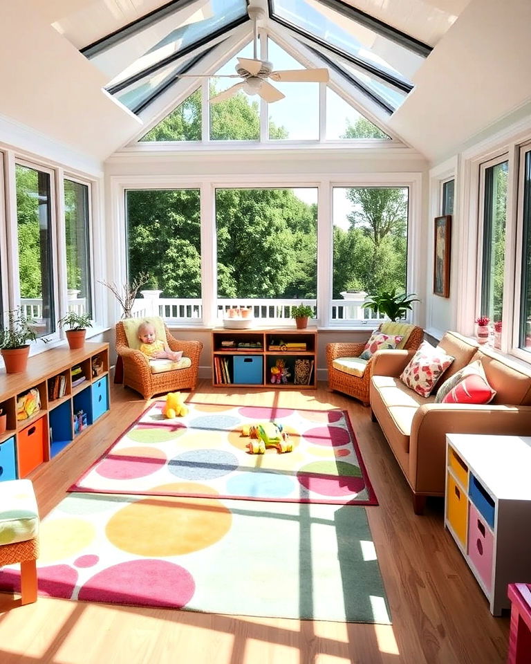 bright and cheerful playroom for children - 15 Second Floor Sunroom Ideas