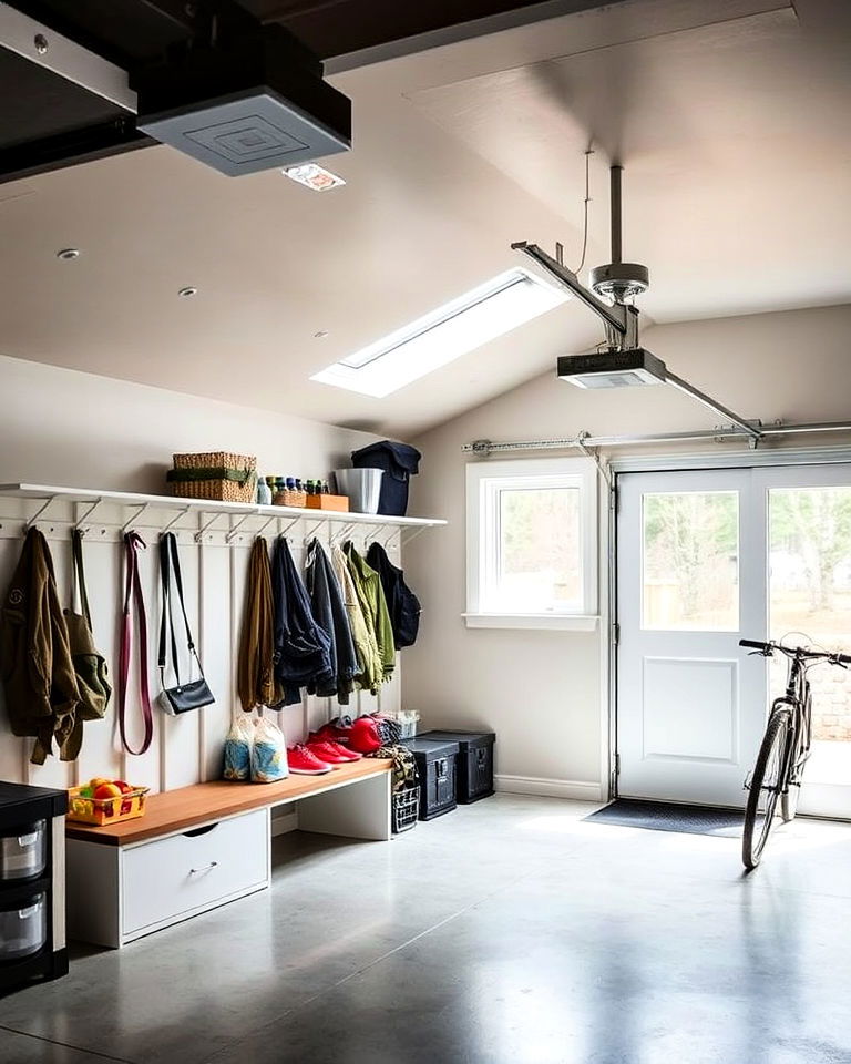 bright and functional lighting in garage mudroom - 20 Garage Mudroom Ideas