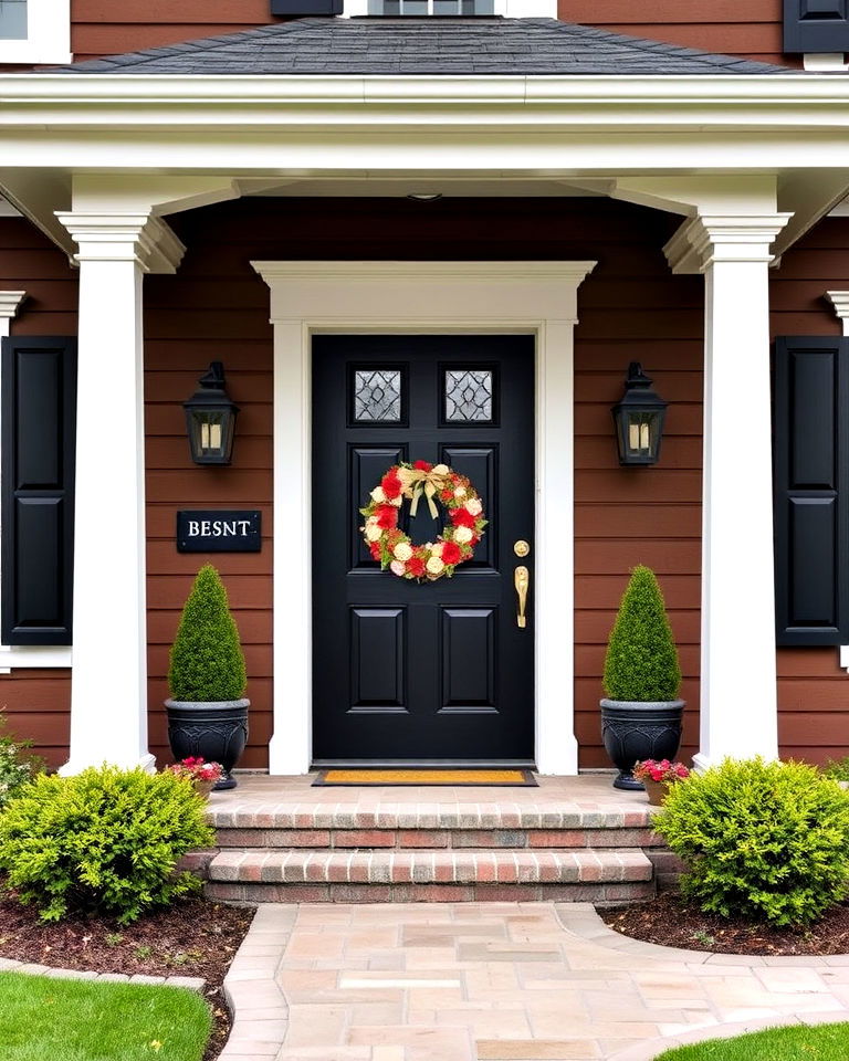 brown house with black front door - 15 Brown House Front Door Colors