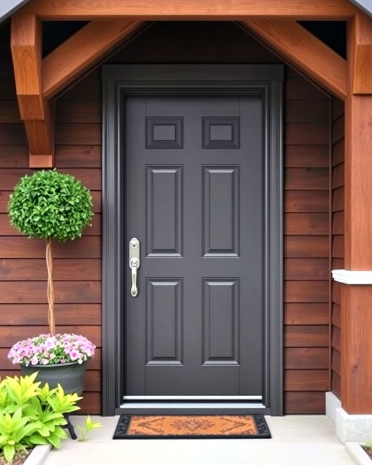 brown house with charcoal gray door - 15 Brown House Front Door Colors