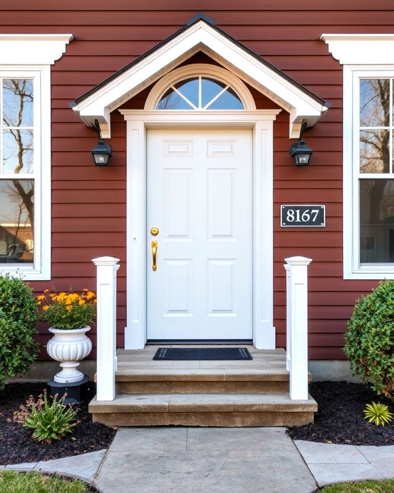 brown house with white front door - 15 Brown House Front Door Colors