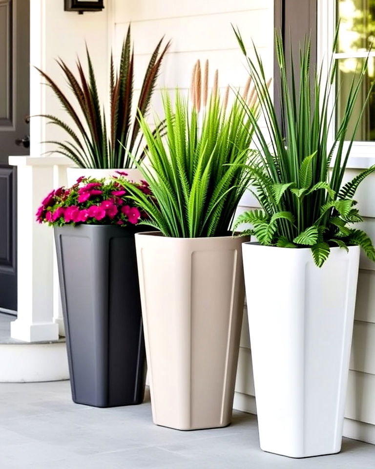 budget friendly plastic tall planters - 20 Tall Planters for Front Porch