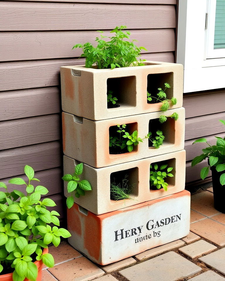 build a compact herb garden by stacking a few cinder blocks - 15 Cinder Block Planter Ideas