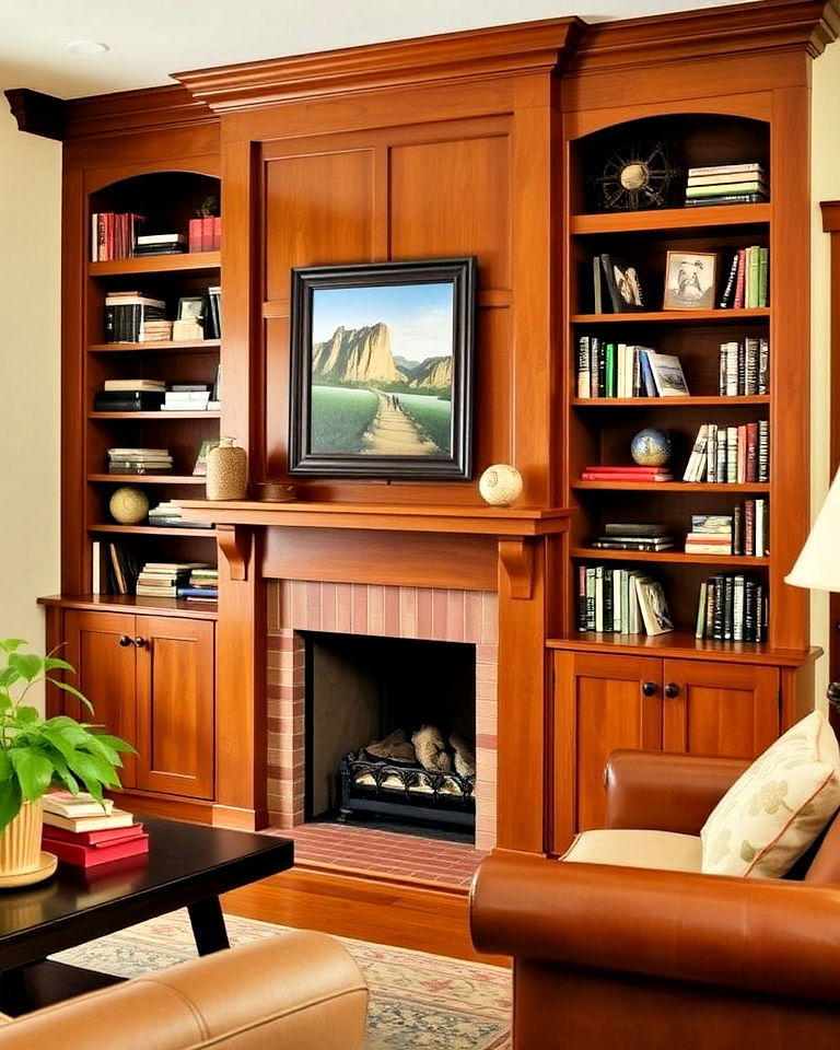 built in bookshelves in a craftsman living room - 25 Craftsman Living Room Ideas