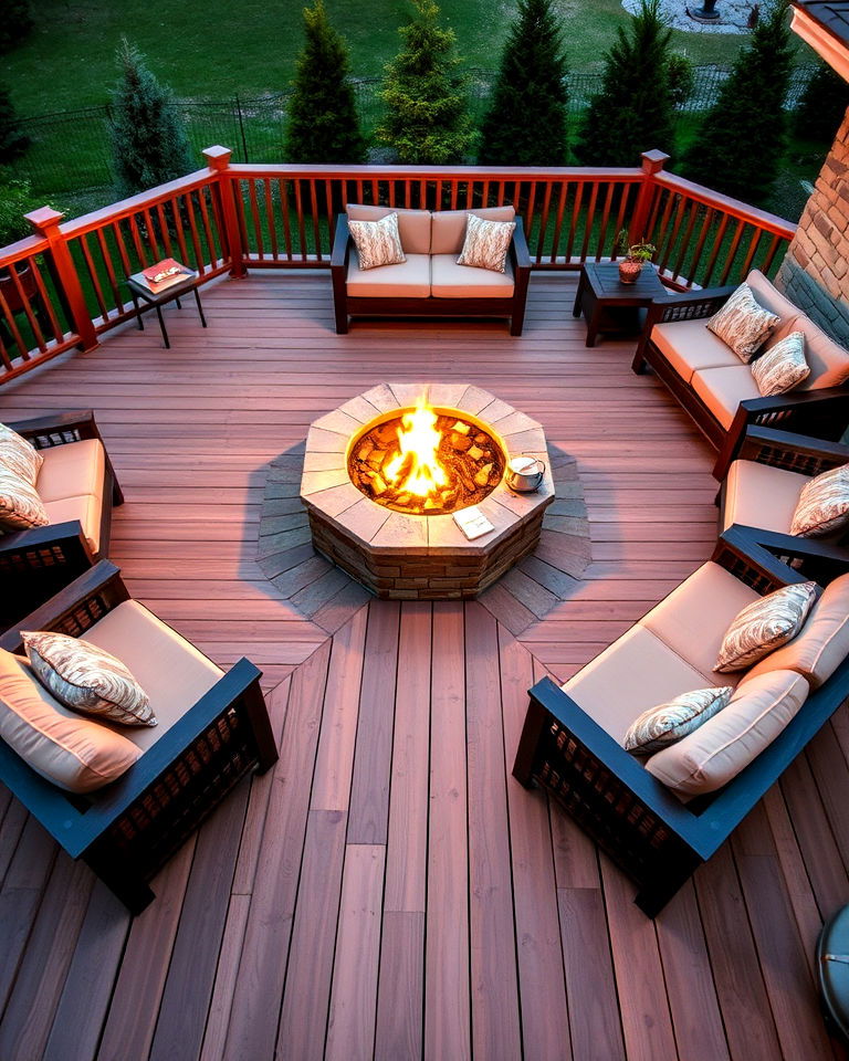 built in firepit composite deck - 25 Composite Deck Ideas