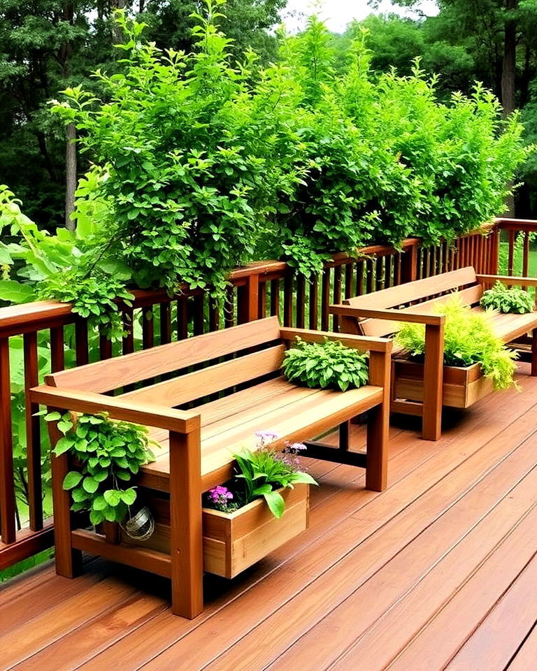 built in planter bench - 20 Deck Seating Ideas