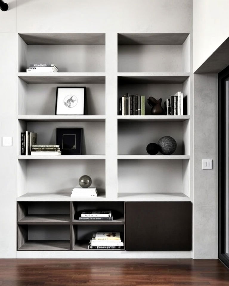 built in shelving and storage - 15 Brutalism Interior Design Ideas
