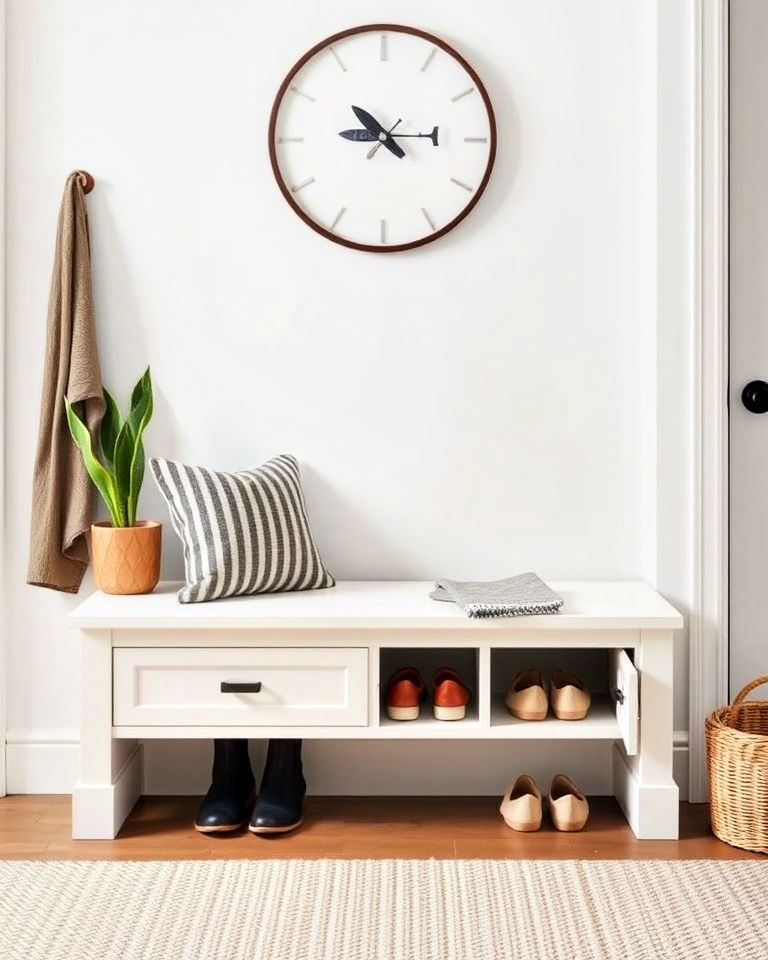 built in storage benches for minimalist entryway - 15 Minimalist Entryway Ideas