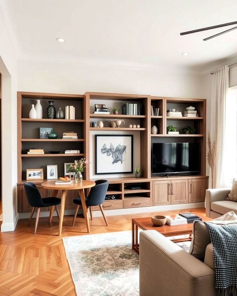 built in storage solutions - 30 Living Room Dining Room Combos