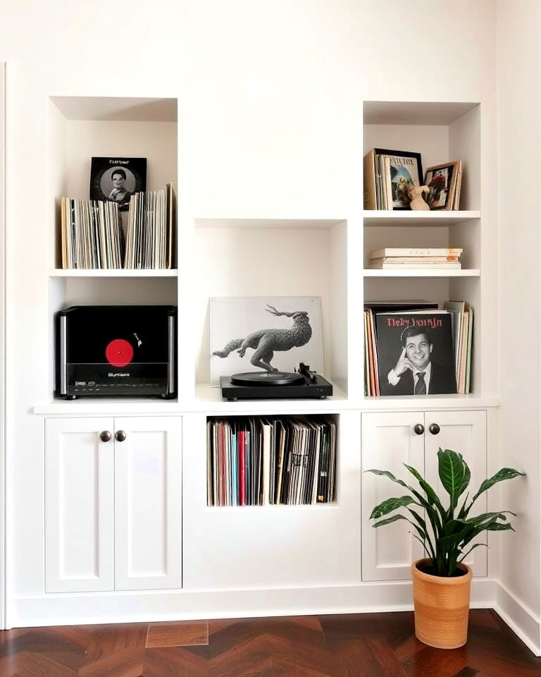 built in wall niche for vinyl record storage - 25 Vinyl Record Storage Ideas