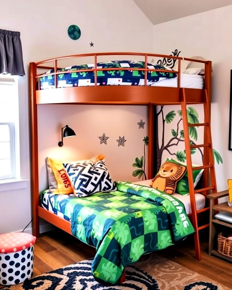bunk beds with individual themes - 40 Boy and Girl Shared Small Room Ideas