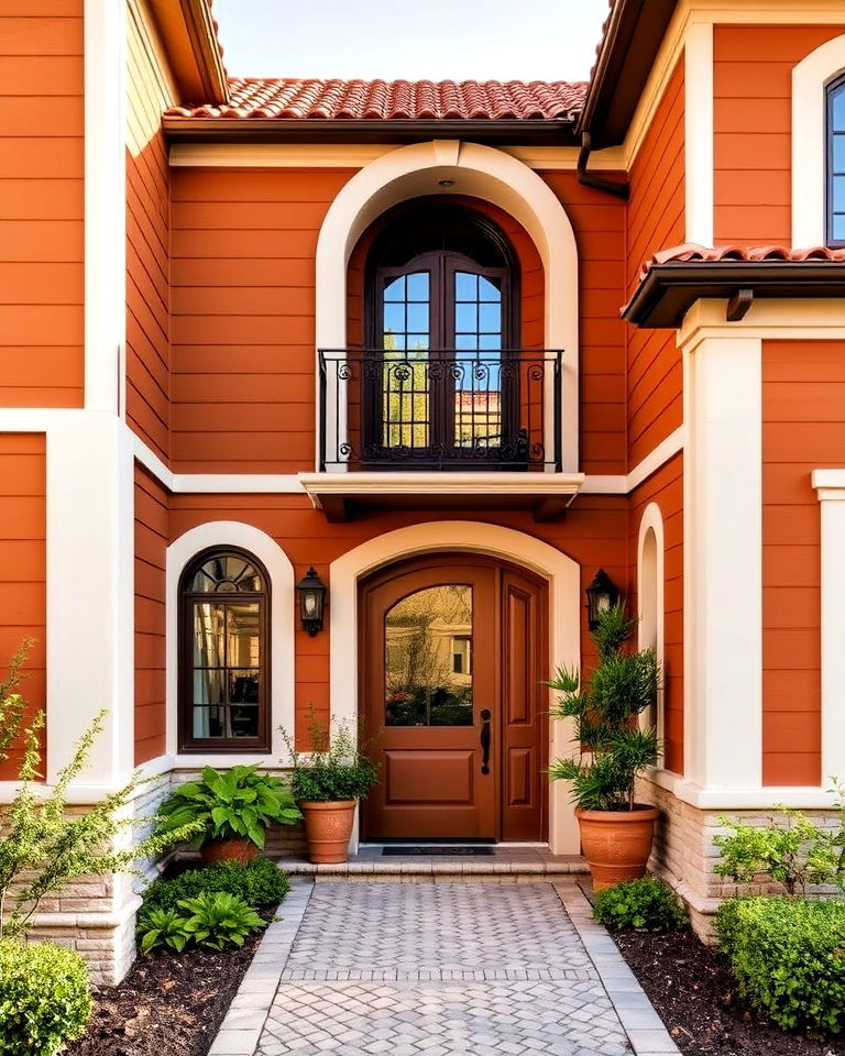 burnt orange clay siding for mediterranean homes - 15 Home Designs Using Natural Clay Siding Colors