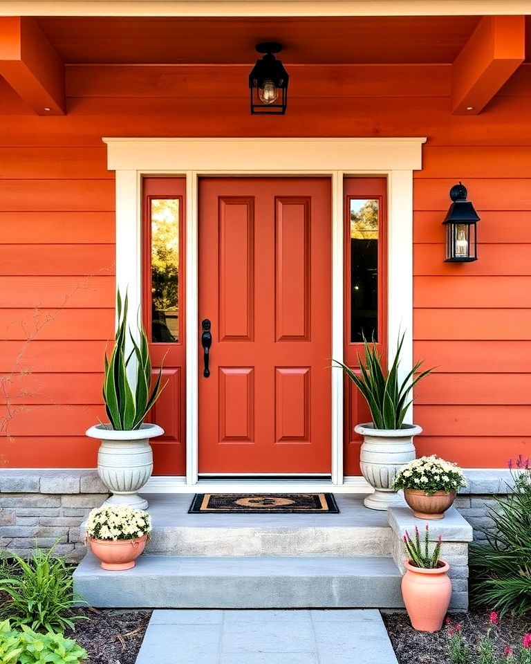 burnt orange front door - 25 Mid Century Front Door Colors
