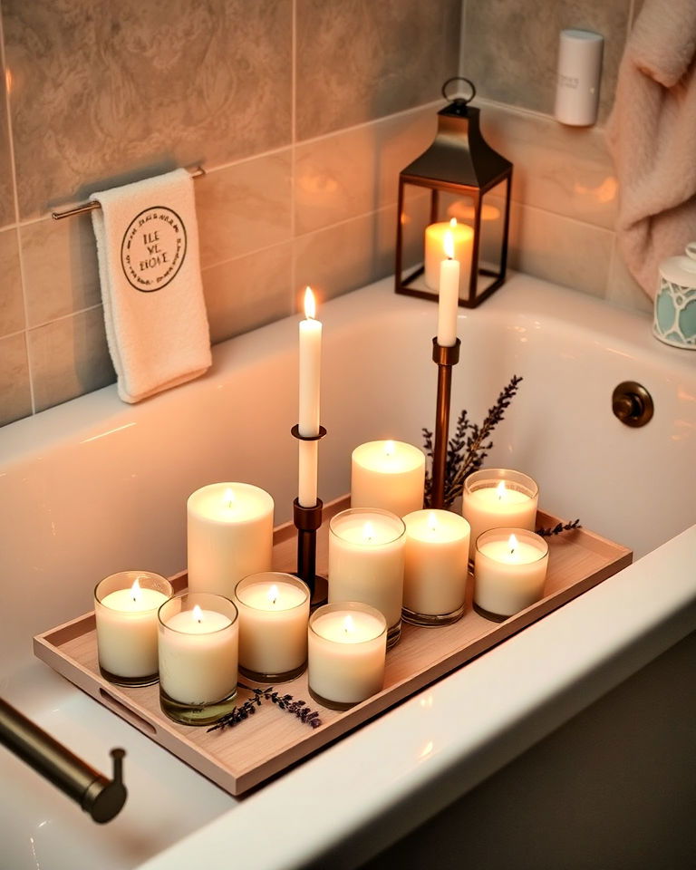 candle displays bathtub decor - 25 Bathtub Decor Ideas