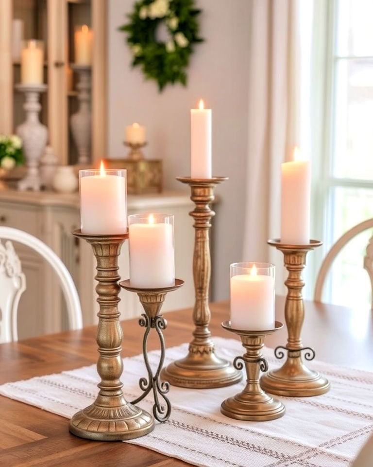 candle holders for shabby chic interior - 25 Shabby Chic Interior Design Ideas