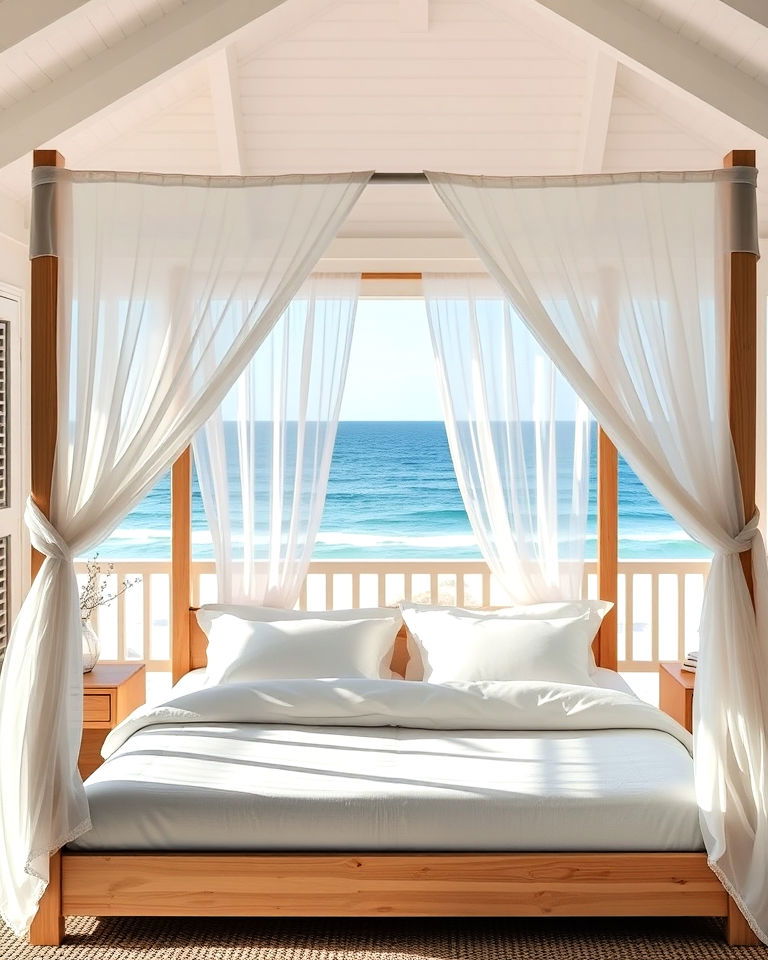 canopy bed beach house interior - 30 Beach House Interior Design Ideas