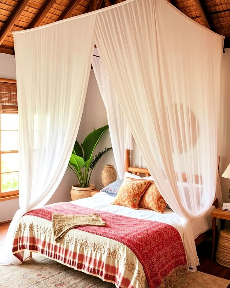 canopy bed for a tropical bohemian bedroom - 15 Bohemian Tropical Bohemian Decor
