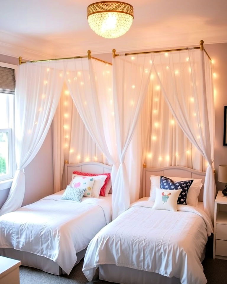 canopy beds for personal retreats - 40 Boy and Girl Shared Small Room Ideas