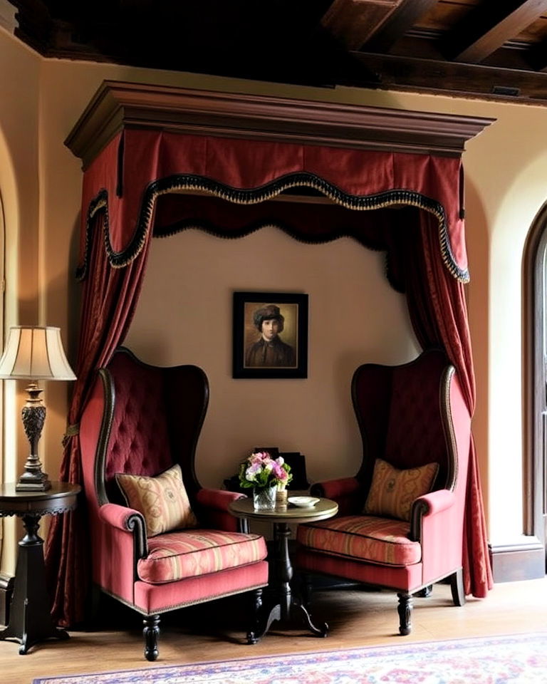 canopy seating for tudor style house - 25 Tudor Style House Interior Ideas