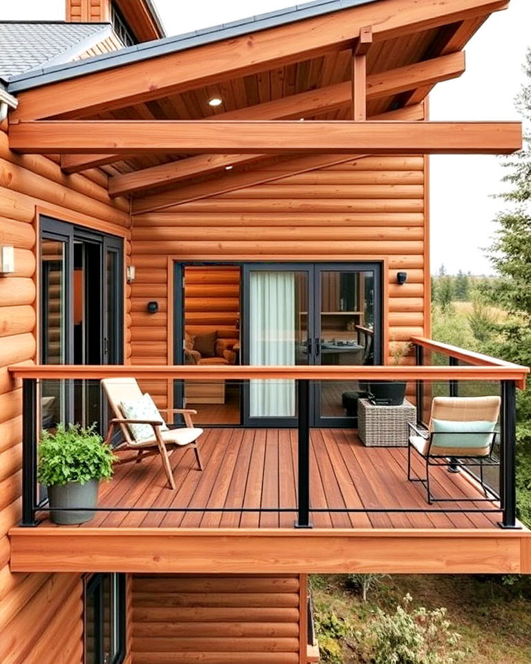cantilever balcony with a wooden deck - 15 Cantilever Balcony Ideas