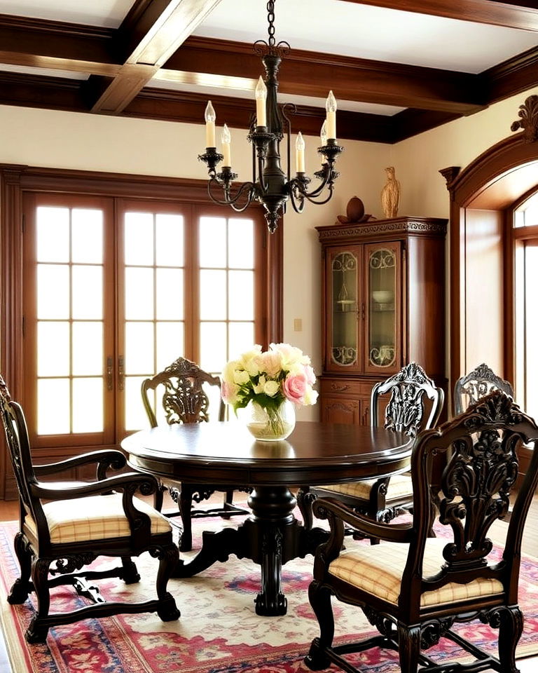 carved wooden furniture defines the old world aesthetic - 20 Old World Interior Design Ideas