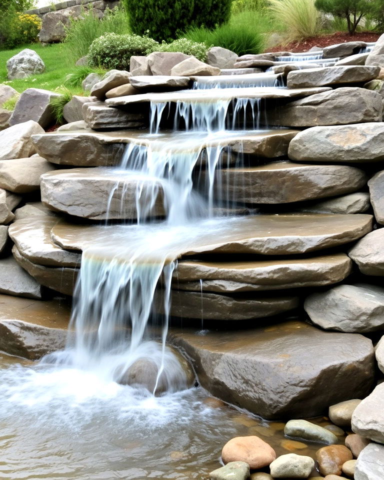 cascading beauty with multilayered rocks - 15 Waterfall With Rocks