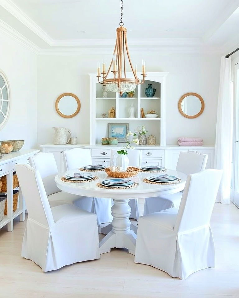 casual coastal style dining room - 30 White Dining Room Ideas