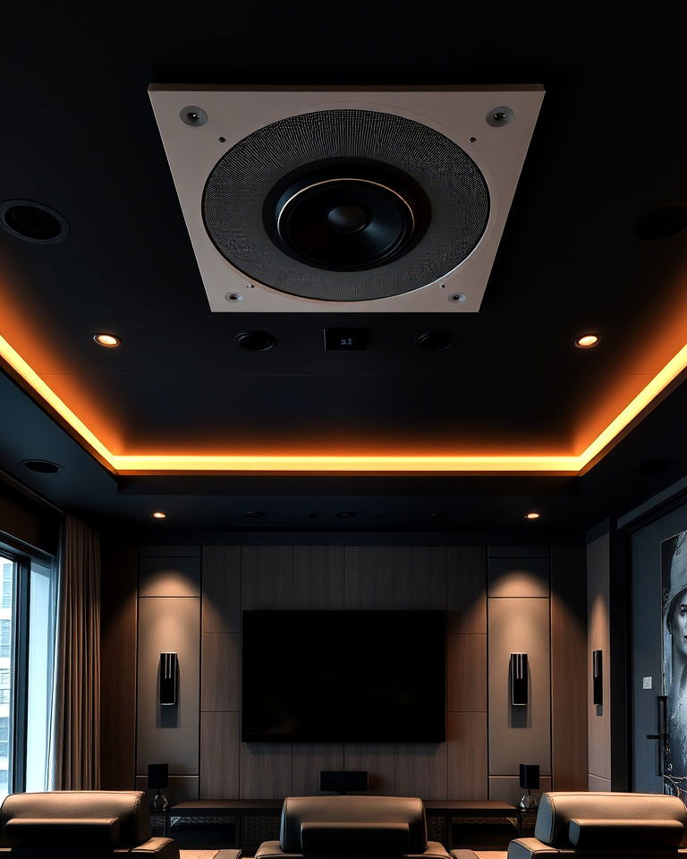 ceiling mounted speakers home theater - 25 Modern Home Theater Ideas