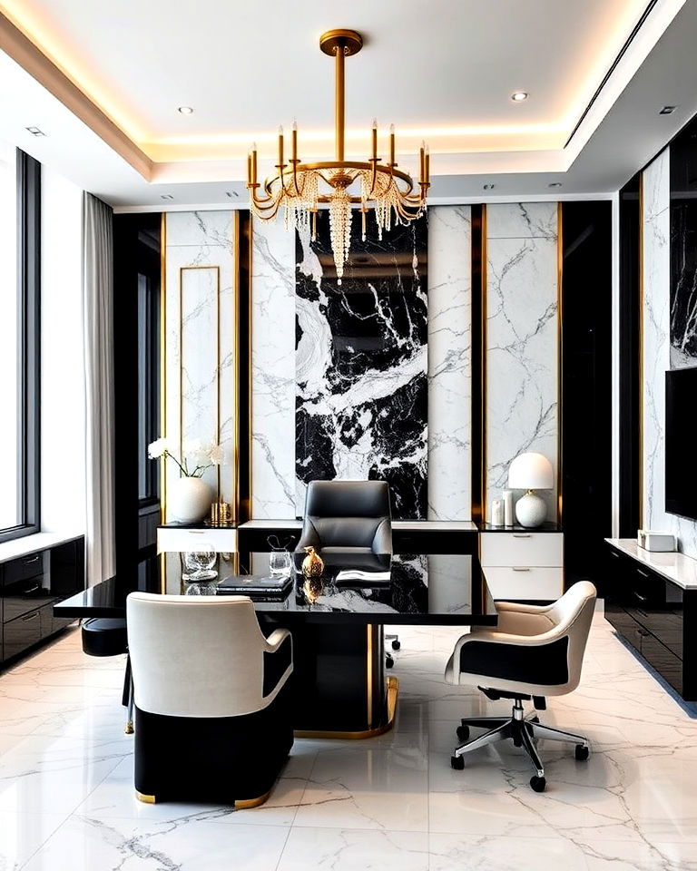 ceo office monochromatic palette with luxurious finishes - 25 Ceo Office Design Ideas