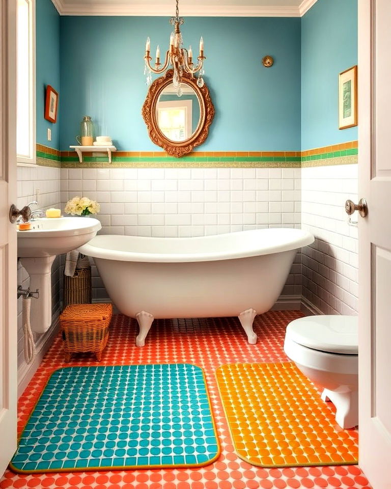 ceramic bath mats in the 1950s bathroom - 25 1950s Bathroom Ideas