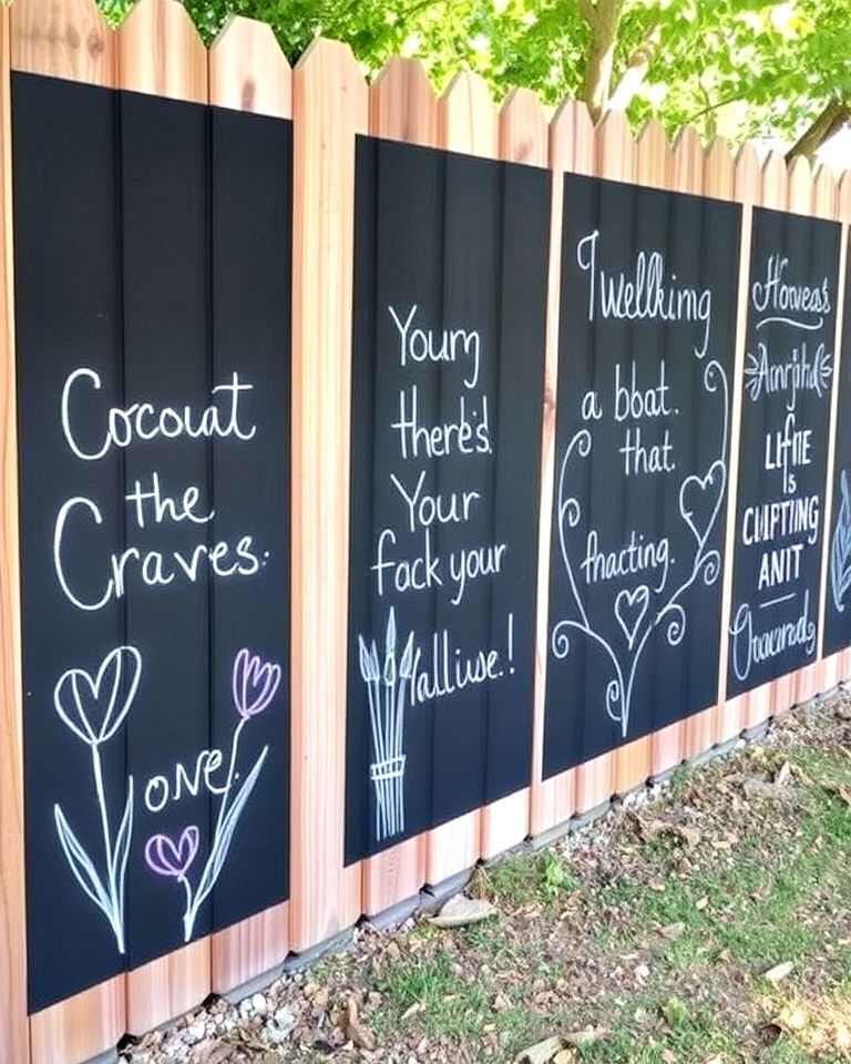 chalkboard panels for fence - 20 Fence Art Ideas