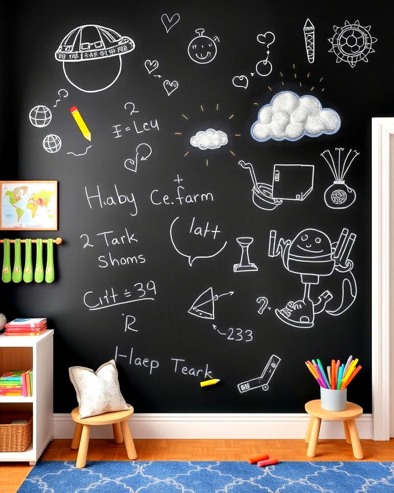 chalkboard wall for kids room - 25 Kids Room Accent Wall