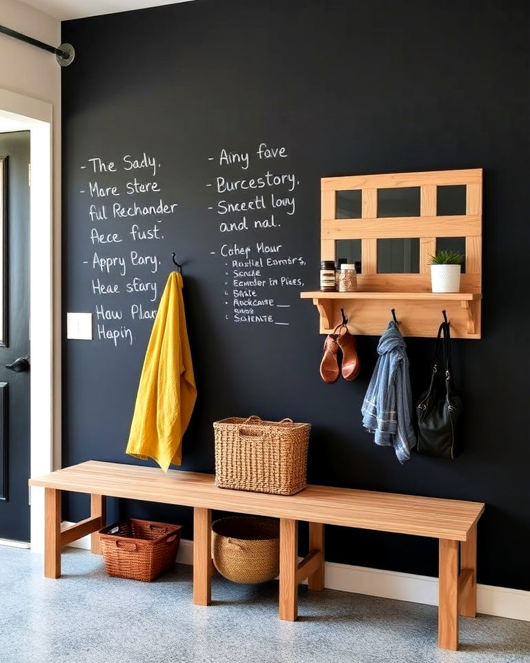 chalkboard wall garage mudroom - 20 Garage Mudroom Ideas