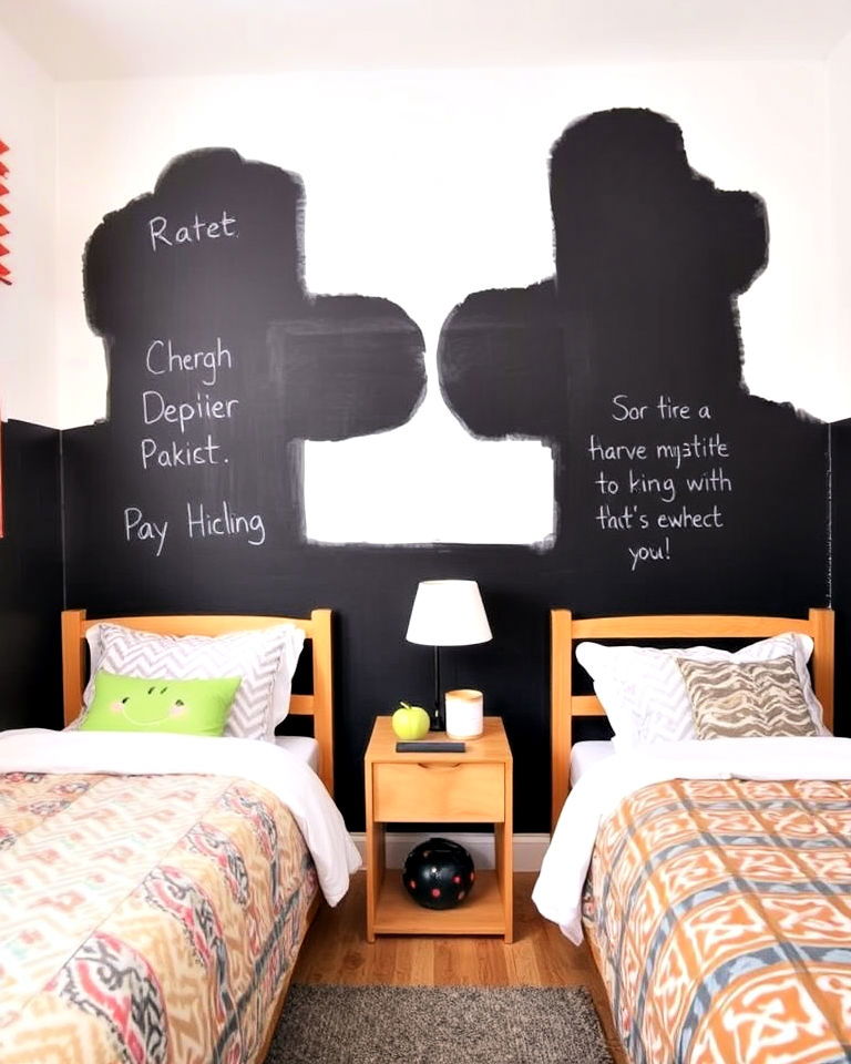 chalkboard walls for creativity - 40 Boy and Girl Shared Small Room Ideas