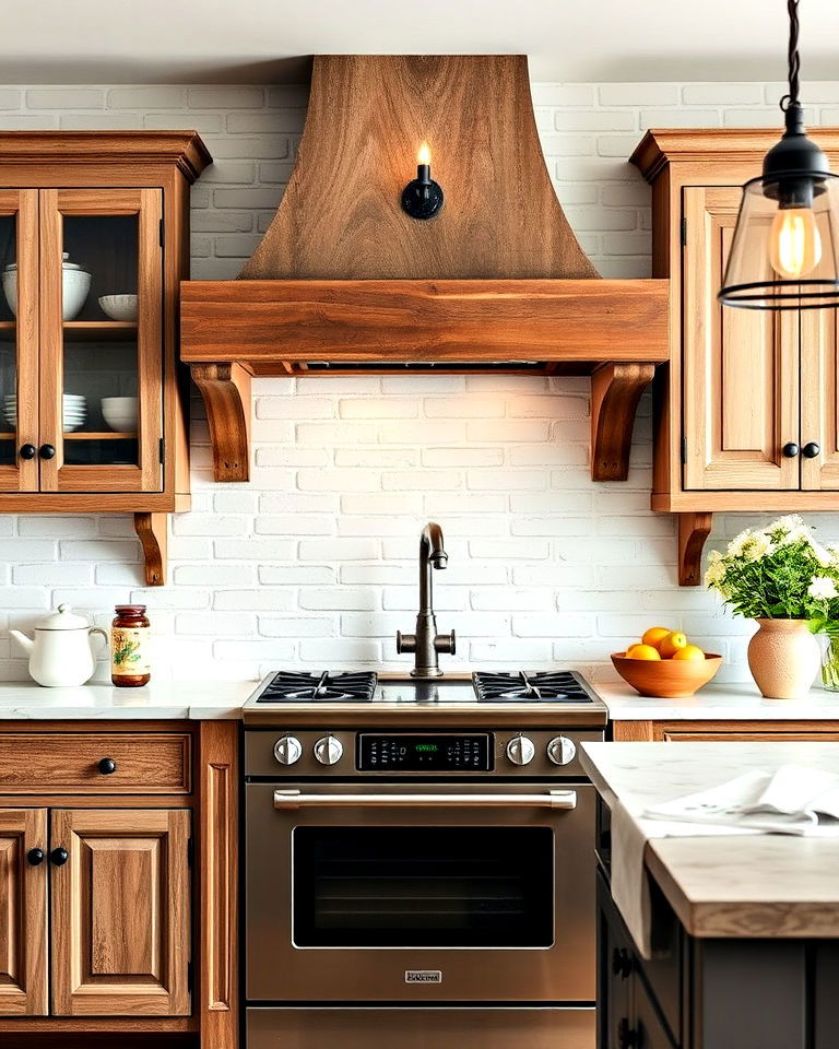 chalky whitewashed brick for farmhouse appeal - 15 French Country Kitchen Backsplash Ideas