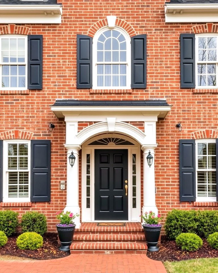 charcoal gray and white brick house - 25 Blonde Brick House Color Schemes