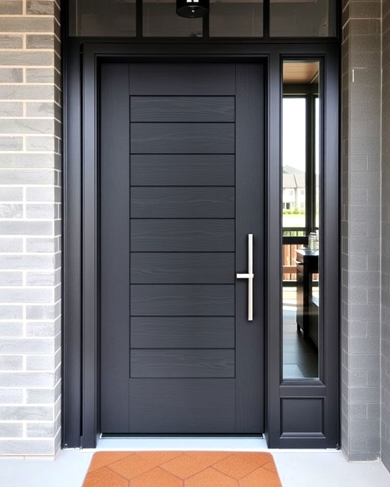 charcoal gray front door - 20 Stained Front Door Ideas