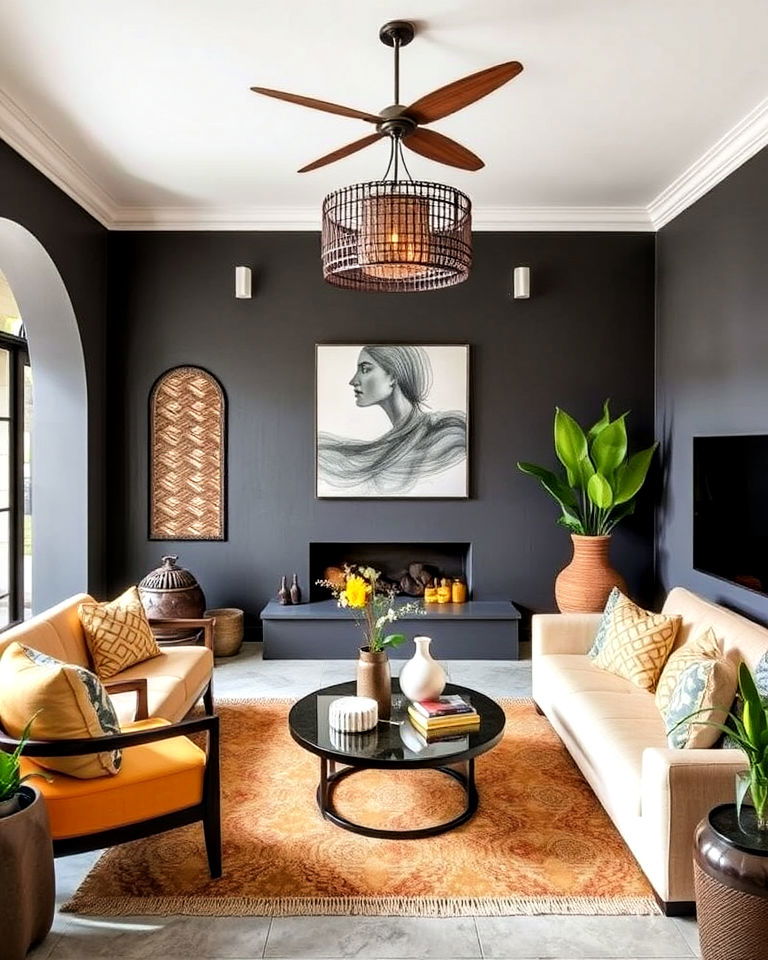 charcoal gray mexican inspired interior - 20 Mexican Interior Paint Colors