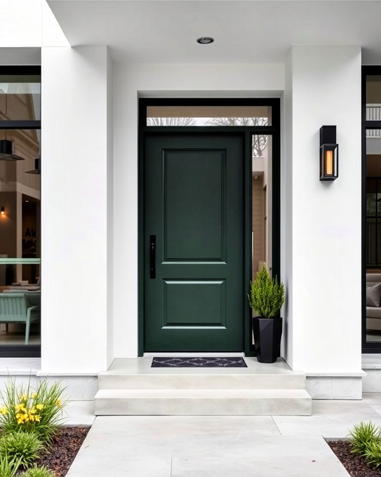 charcoal green door for modern minimalism - 15 Dark Green Front Door Ideas
