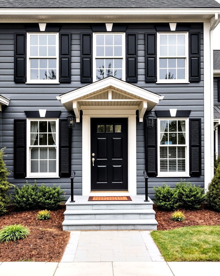 charcoal grey house with black shutters - 25 Grey House With Black Trim