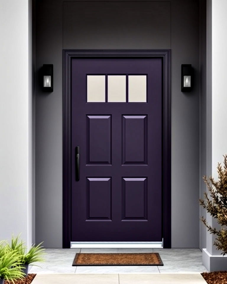 charcoal purple front door for contemporary edge - 25 Purple Front Door Ideas