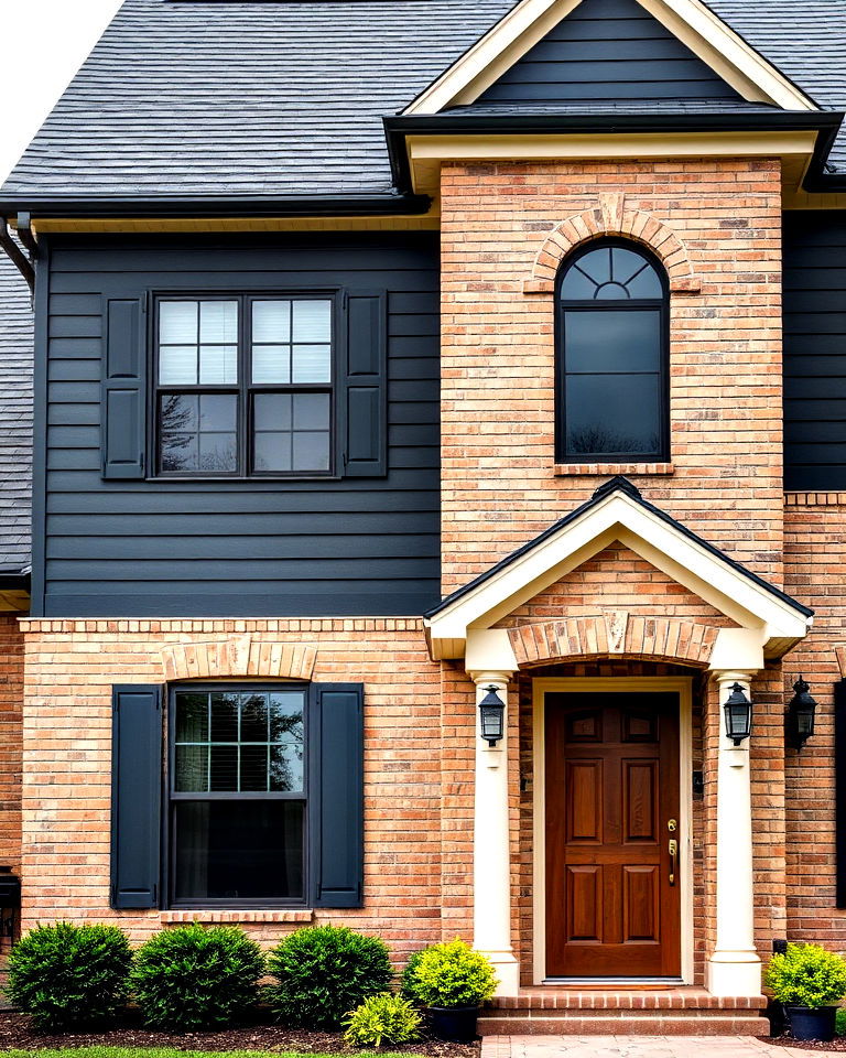 charcoal vinyl siding with tan brick exterior - 20 Vinyl Siding and Brick Combinations