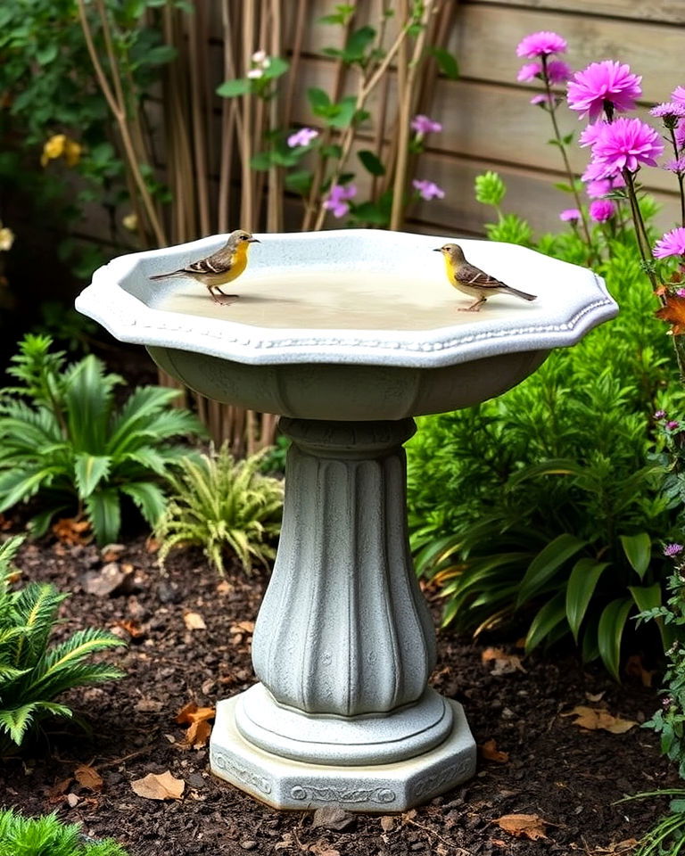charming concrete garden birdbath - 20 Concrete Garden Ideas