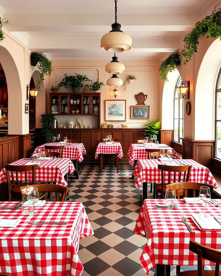 checkered tablecloths for italian restaurant - 25 Italian Restaurant Decor Ideas